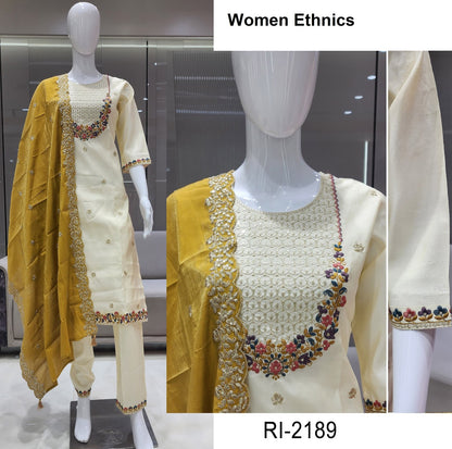 Ri 2187-2189 Women Ethnics Roman Simmer Readymade Pant Style Suits Exporter