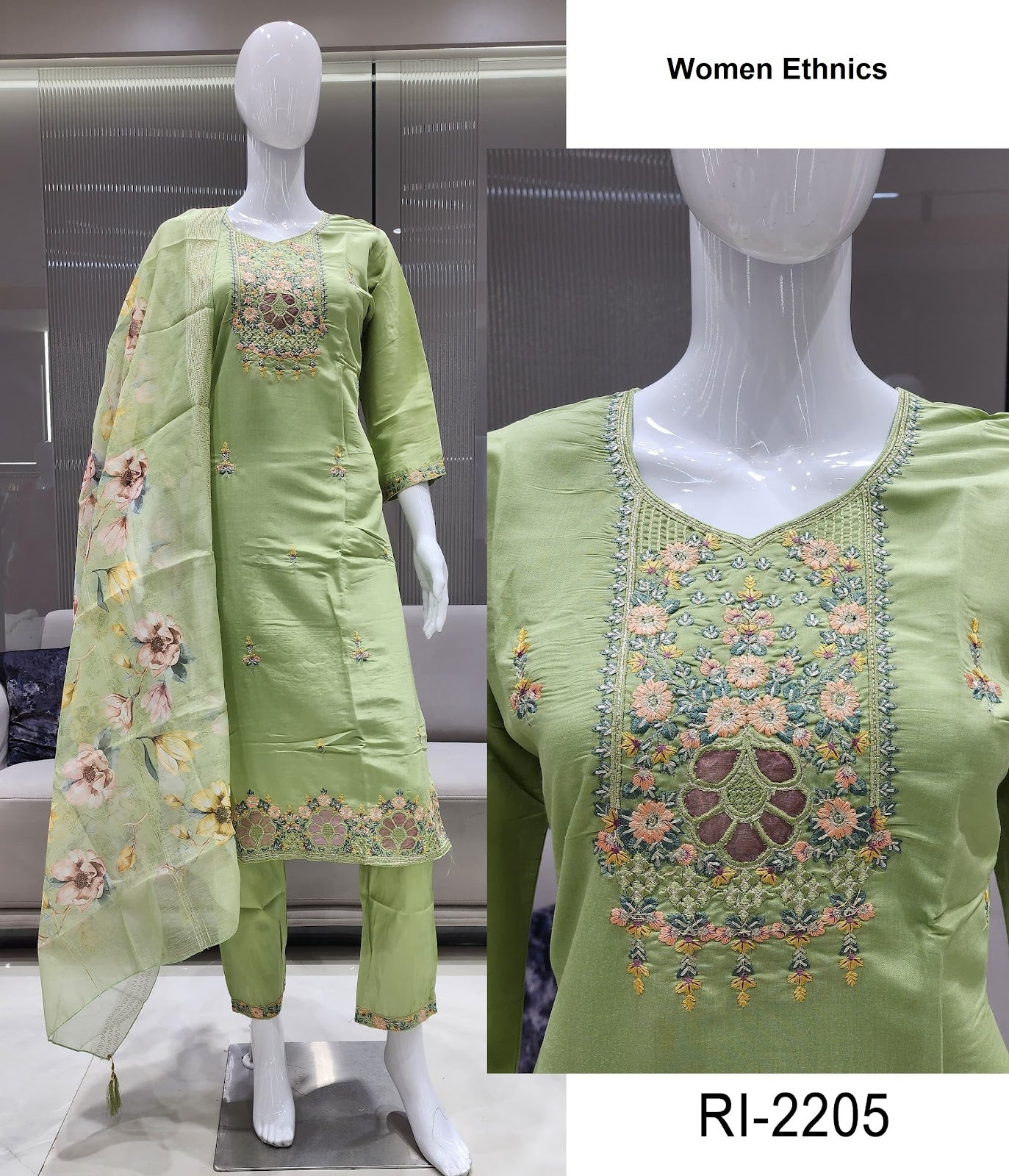 Ri 2204-2208 Women Ethnics Roman Readymade Pant Style Suits Exporter Ahmedabad