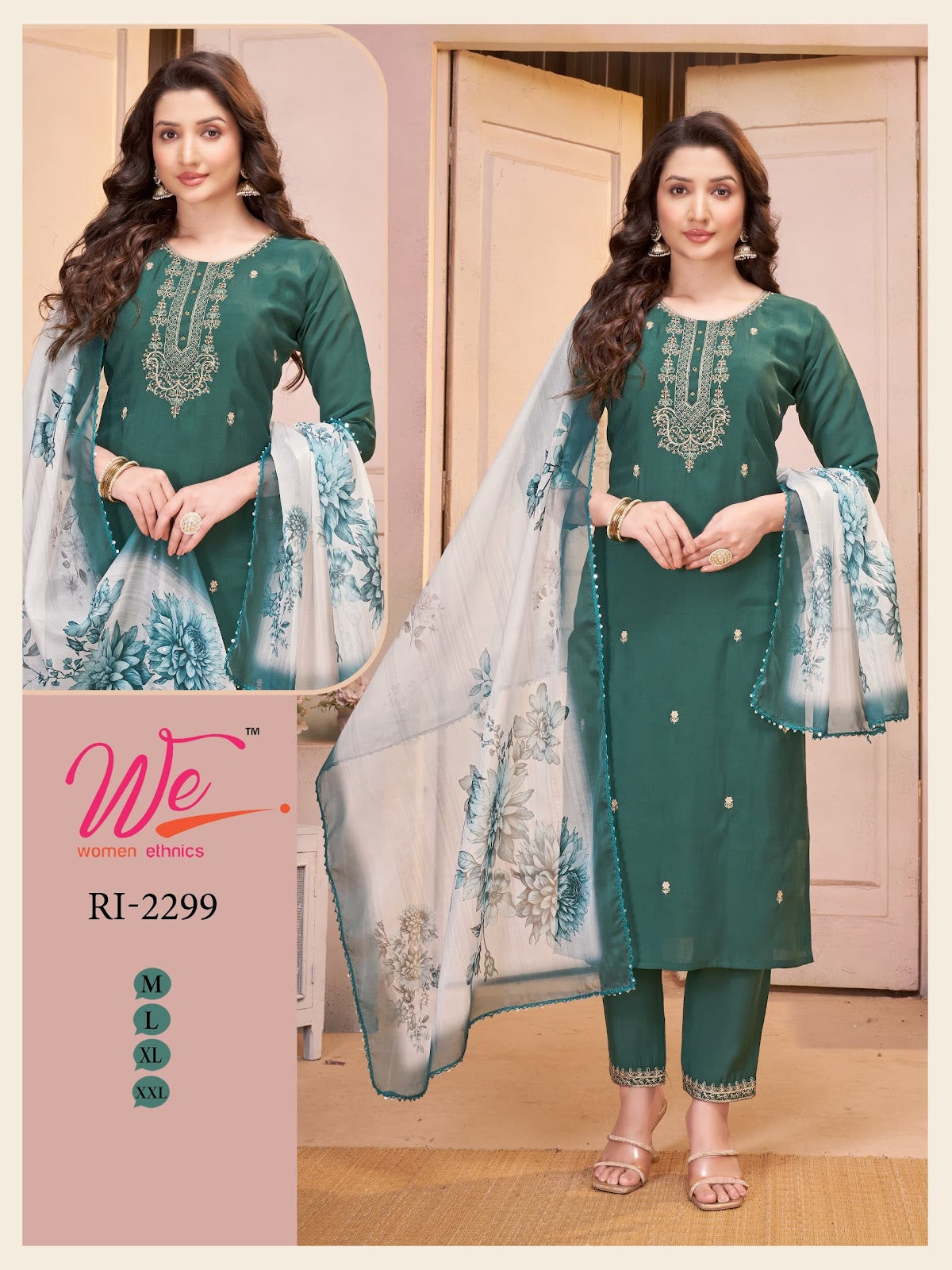 Ri 2298-2303 Women Ethnics Roman Readymade Pant Style Suits Exporter Ahmedabad