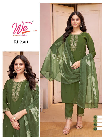 Ri 2298-2303 Women Ethnics Roman Readymade Pant Style Suits Exporter Ahmedabad