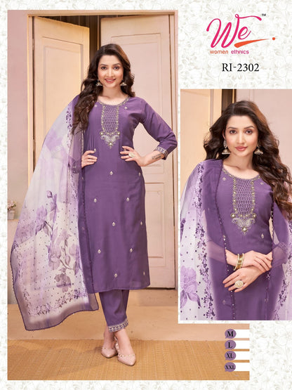 Ri 2298-2303 Women Ethnics Roman Readymade Pant Style Suits Exporter Ahmedabad