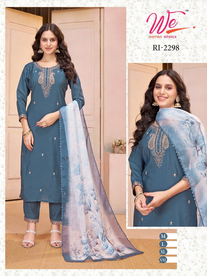 Ri 2298-2303 Women Ethnics Roman Readymade Pant Style Suits Exporter Ahmedabad