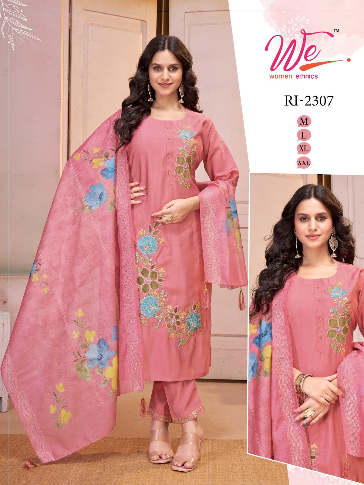 Ri 2304-2309 Women Ethnics Roman Readymade Pant Style Suits Exporter Ahmedabad