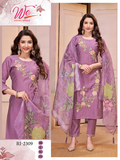 Ri 2304-2309 Women Ethnics Roman Readymade Pant Style Suits Exporter Ahmedabad