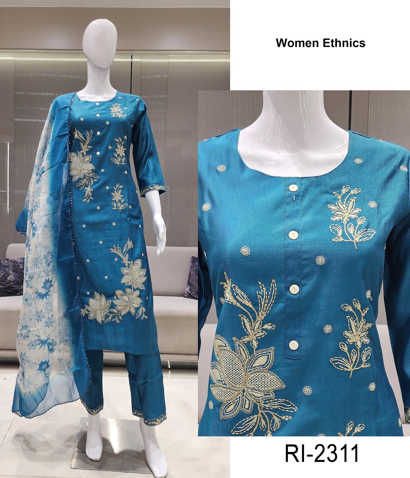 Ri 2310-2315 Women Ethnics Roman Readymade Pant Style Suits Wholesaler Ahmedabad