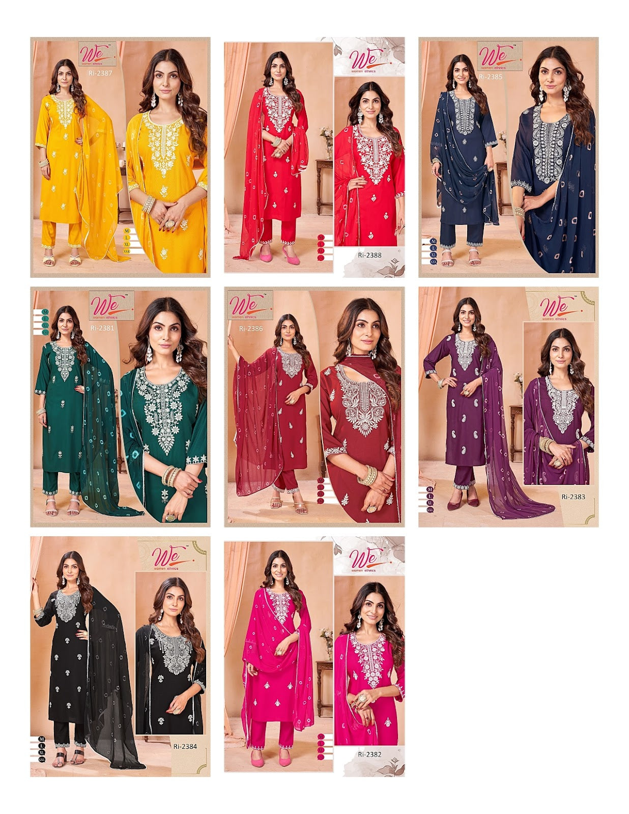 Ri 2381-2388 Women Ethnics Reyon Readymade Pant Style Suits Manufacturer