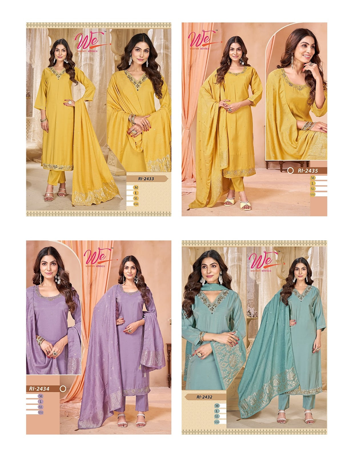 Ri 2432-2435 Women Ethnics Roman Simmer Readymade Pant Style Suits Supplier
