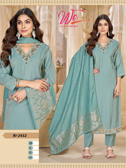 Ri 2432-2435 Women Ethnics Roman Simmer Readymade Pant Style Suits Supplier