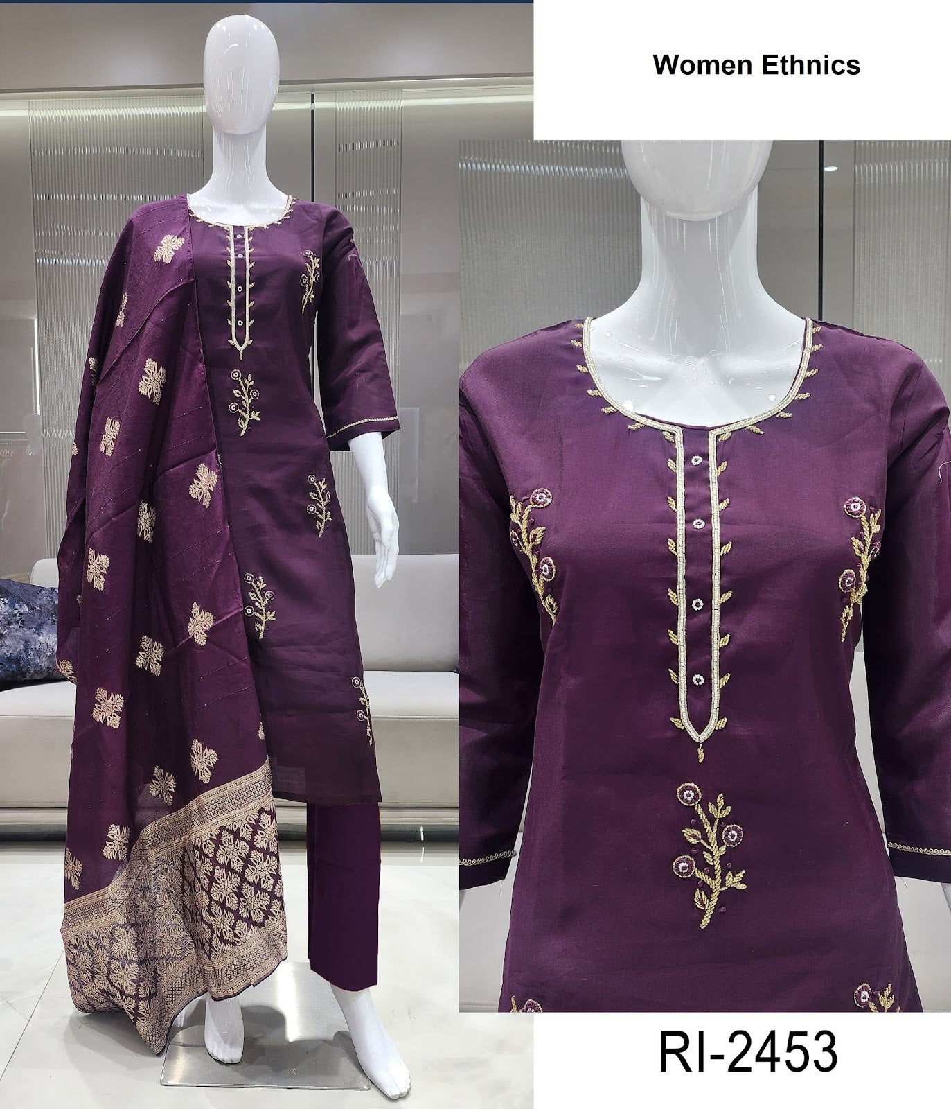 Ri 2450-2455 Women Ethnics Roman Readymade Pant Style Suits Manufacturer India