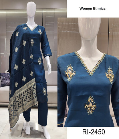 Ri 2450-2455 Women Ethnics Roman Readymade Pant Style Suits Manufacturer India