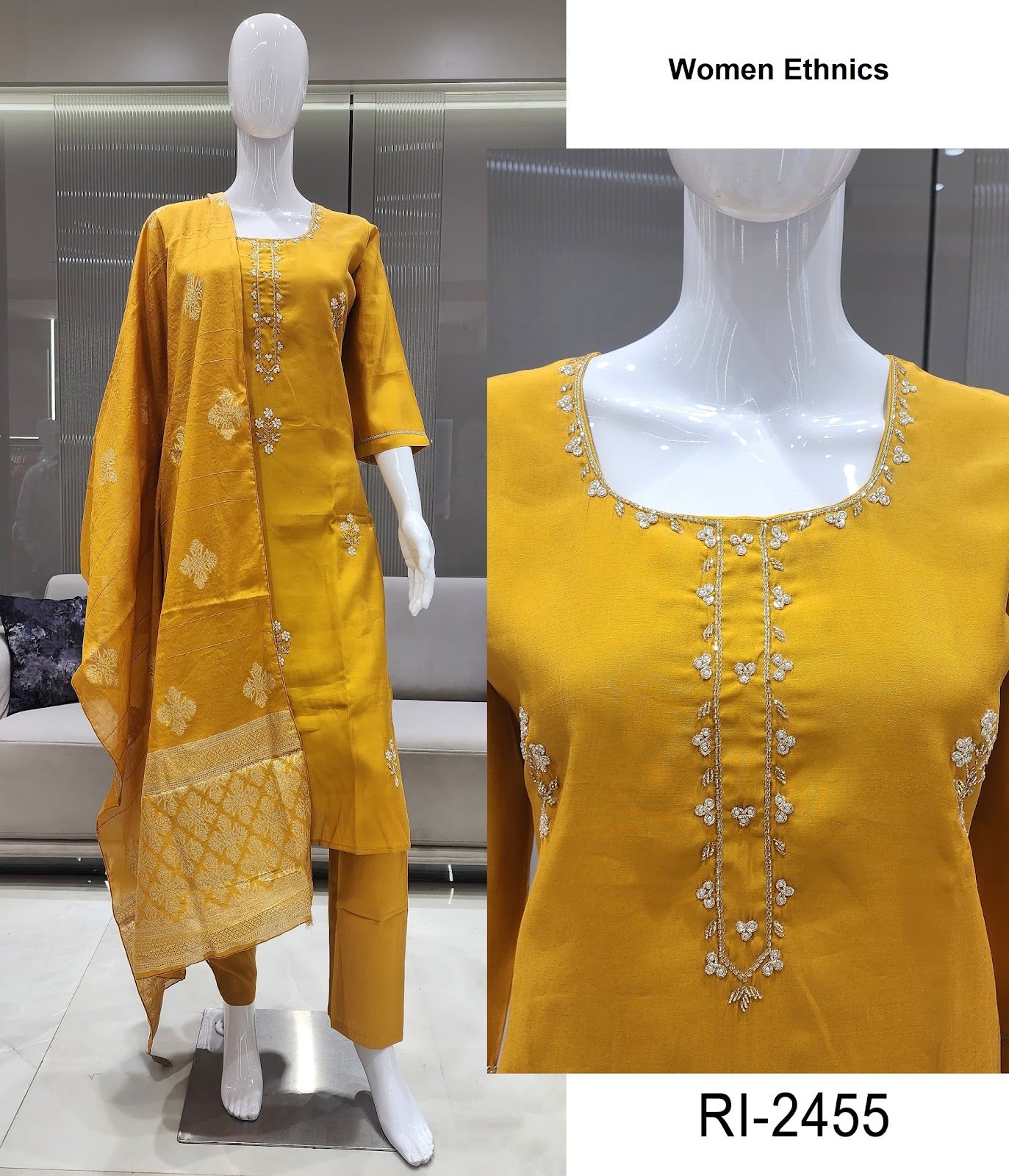 Ri 2450-2455 Women Ethnics Roman Readymade Pant Style Suits Manufacturer India