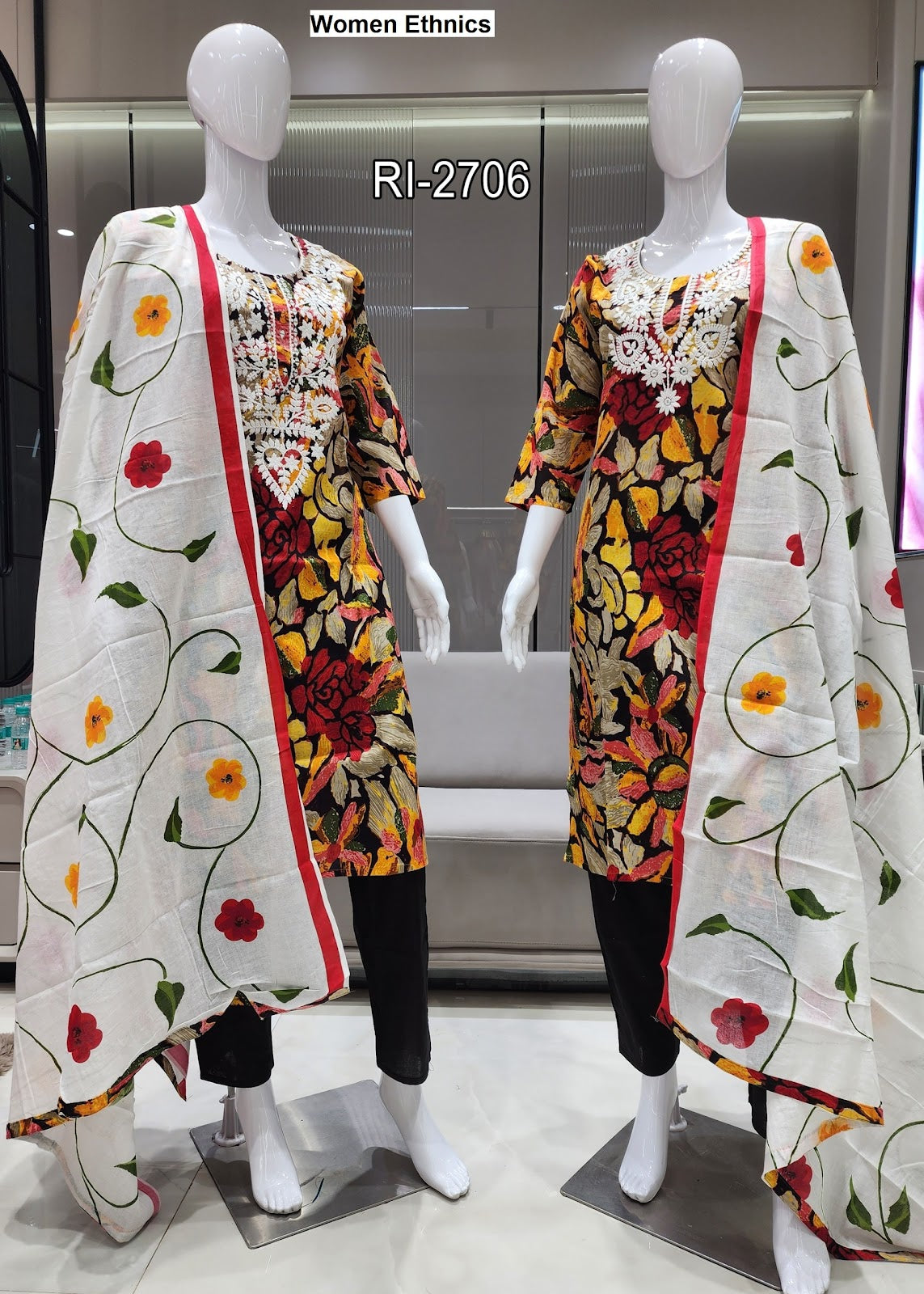 Ri 2706 Women Ethnics Cotton Readymade Pant Style Suits Wholesale Price