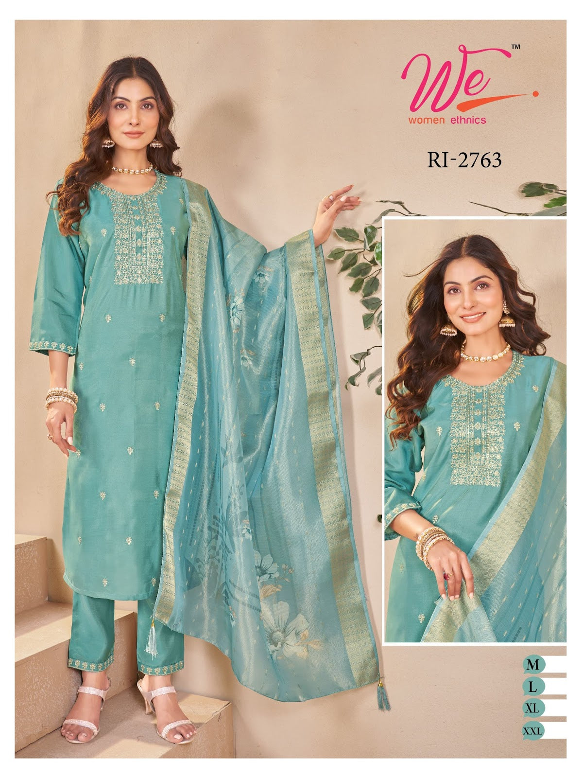 Ri 2763-2768 Women Ethnics Roman Simmer Readymade Pant Style Suits Manufacturer Ahmedabad