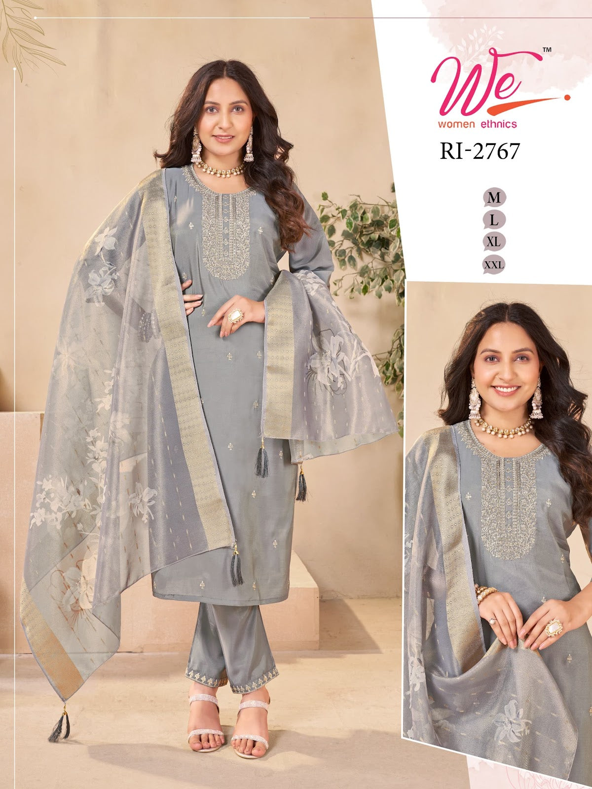 Ri 2763-2768 Women Ethnics Roman Simmer Readymade Pant Style Suits Manufacturer Ahmedabad