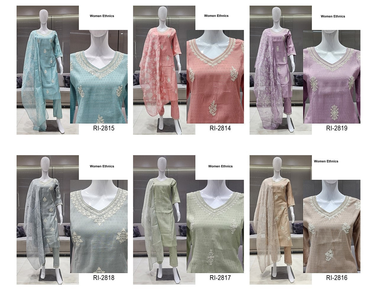 Ri 2814-2819 Women Ethnics Roman Readymade Pant Style Suits Manufacturer Ahmedabad