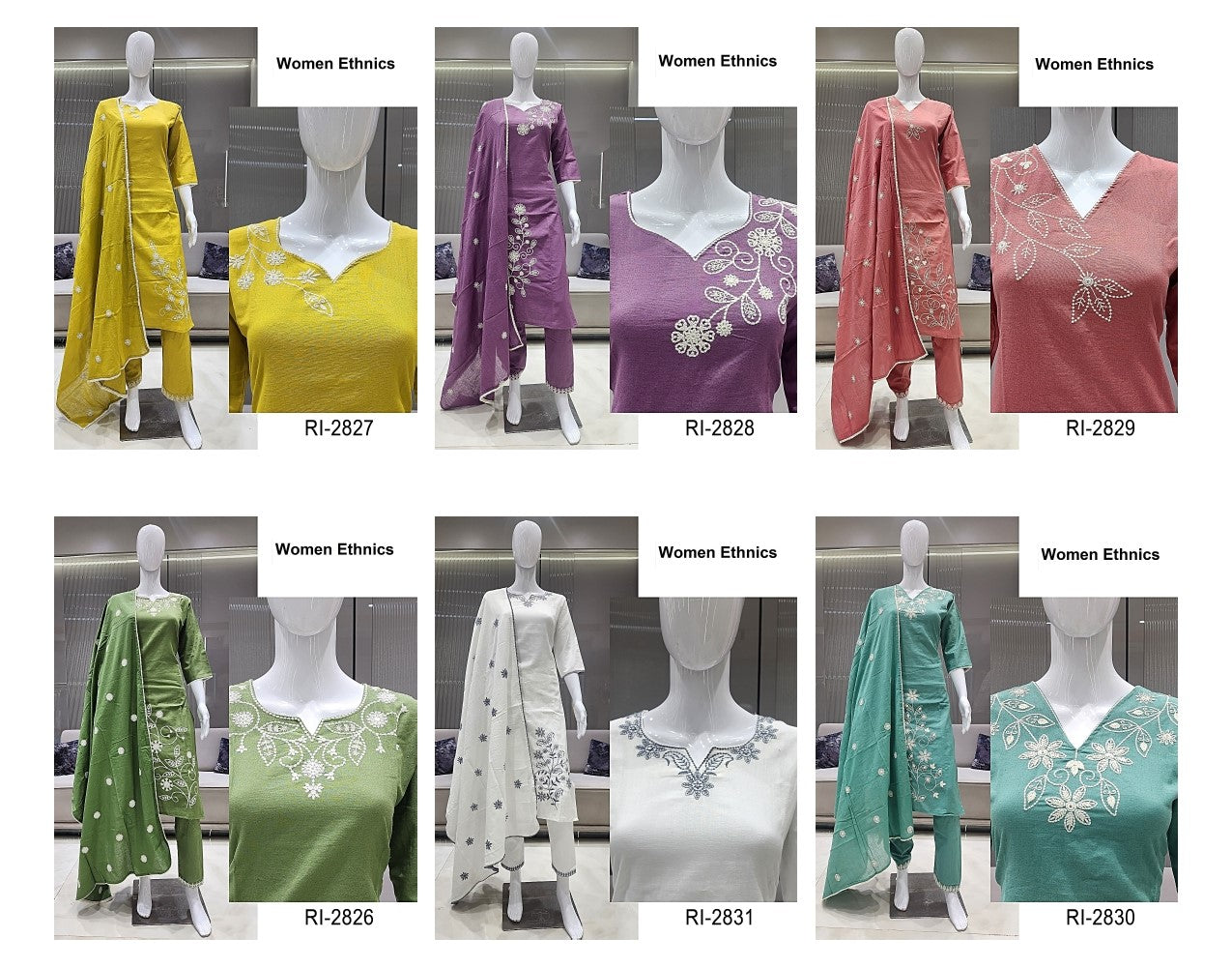 Ri 2826-2831 Women Ethnics Cotton Readymade Pant Style Suits Supplier Gujarat