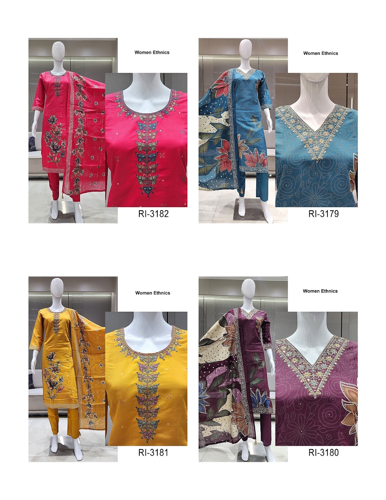 Ri 3179-3182 Women Ethnics Roman Readymade Pant Style Suits Supplier Ahmedabad