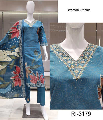 Ri 3179-3182 Women Ethnics Roman Readymade Pant Style Suits Supplier Ahmedabad