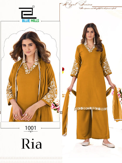Ria Blue Hills Rayon 14Kg Readymade Plazzo Style Suits Wholesaler India