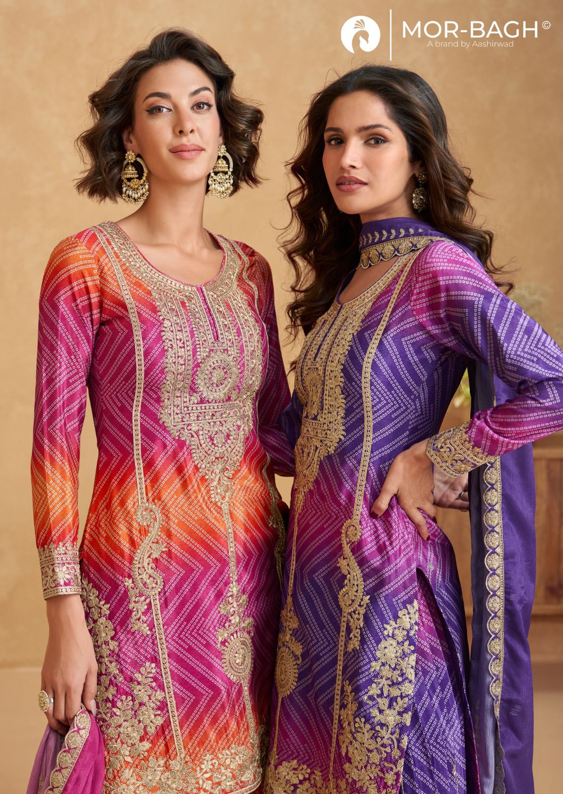 Ria Mor Bagh Chinnon Silk Readymade Plazzo Style Suits Wholesale Price
