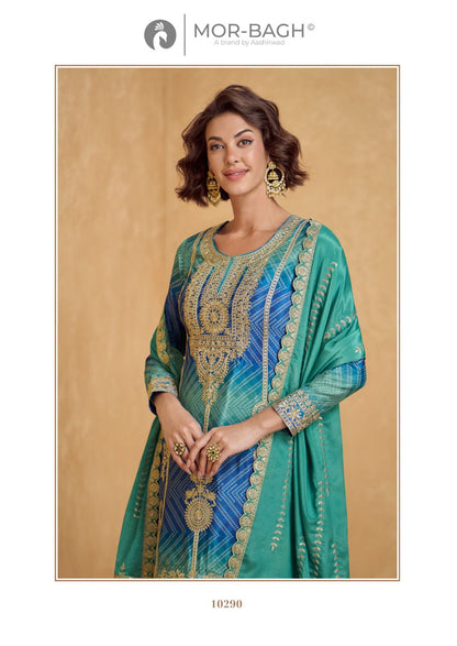 Ria Mor Bagh Chinnon Silk Readymade Plazzo Style Suits Wholesale Price