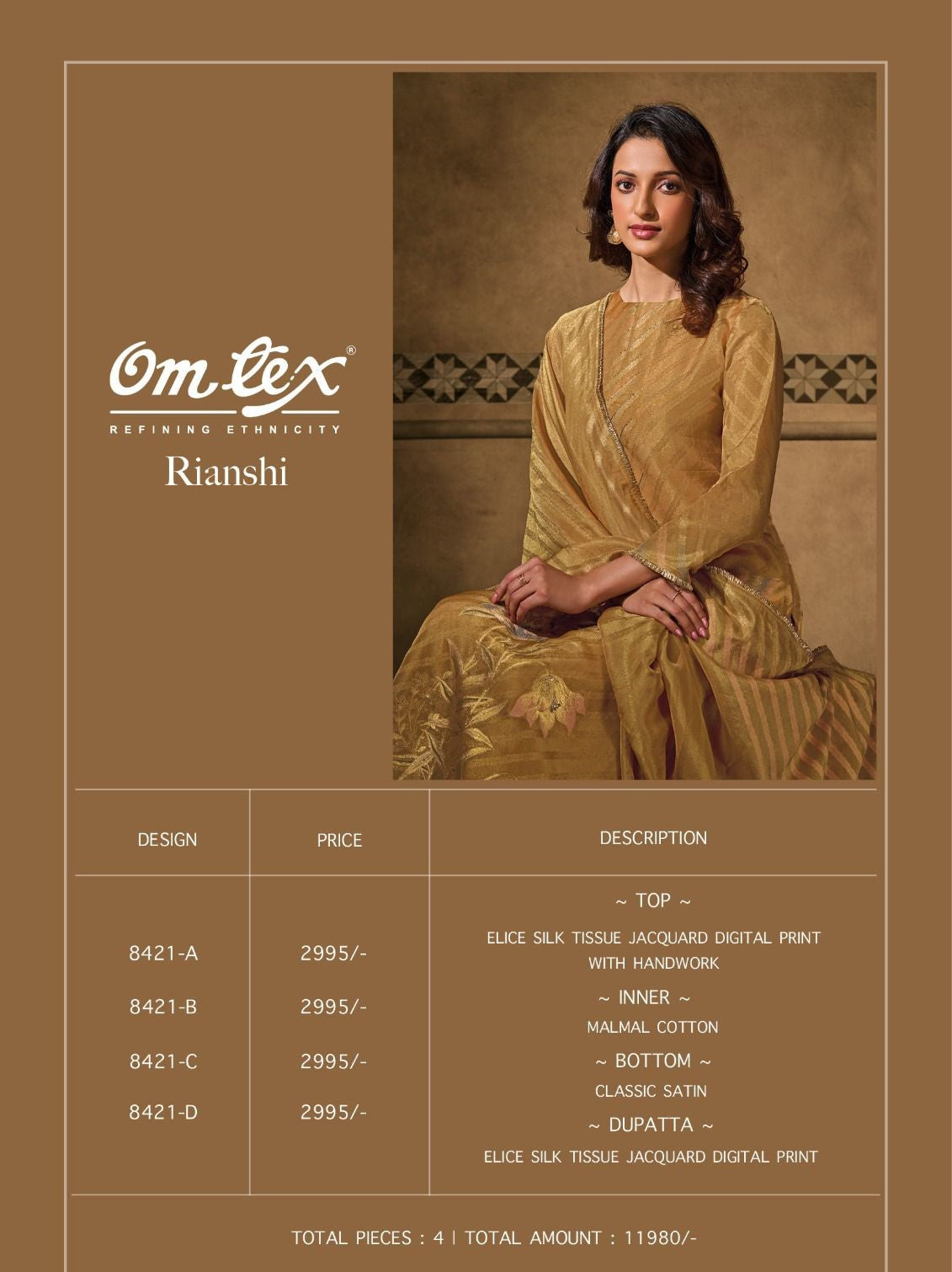 Rianshi Omtex Silk Pant Style Suits Manufacturer India