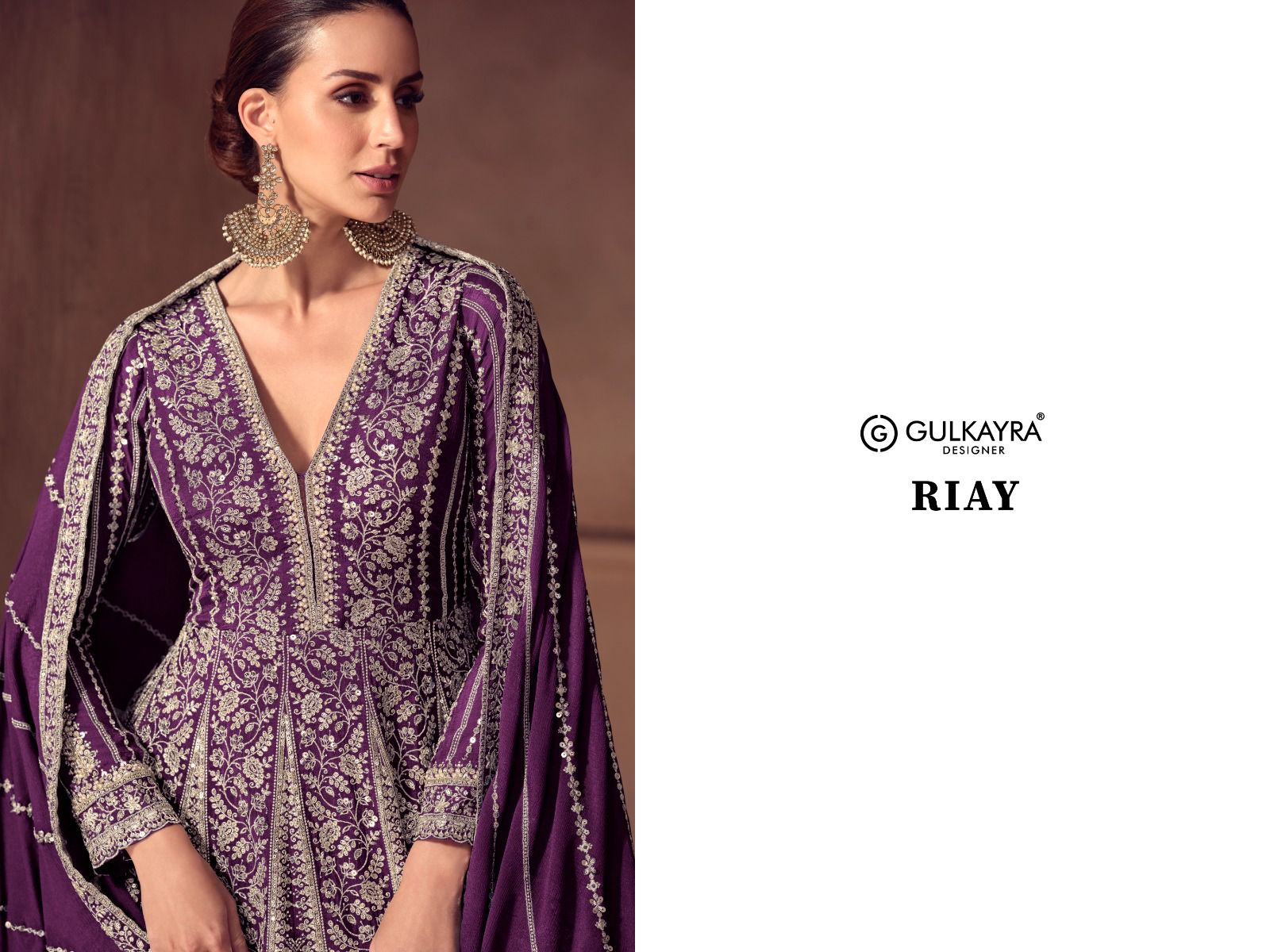 Riay Gulkayra Designer Chinon Gown Dupatta Set Wholesaler Ahmedabad