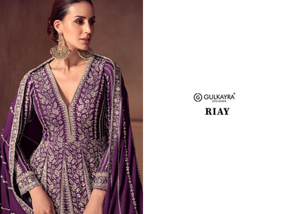Riay Gulkayra Designer Chinon Gown Dupatta Set Wholesaler Ahmedabad