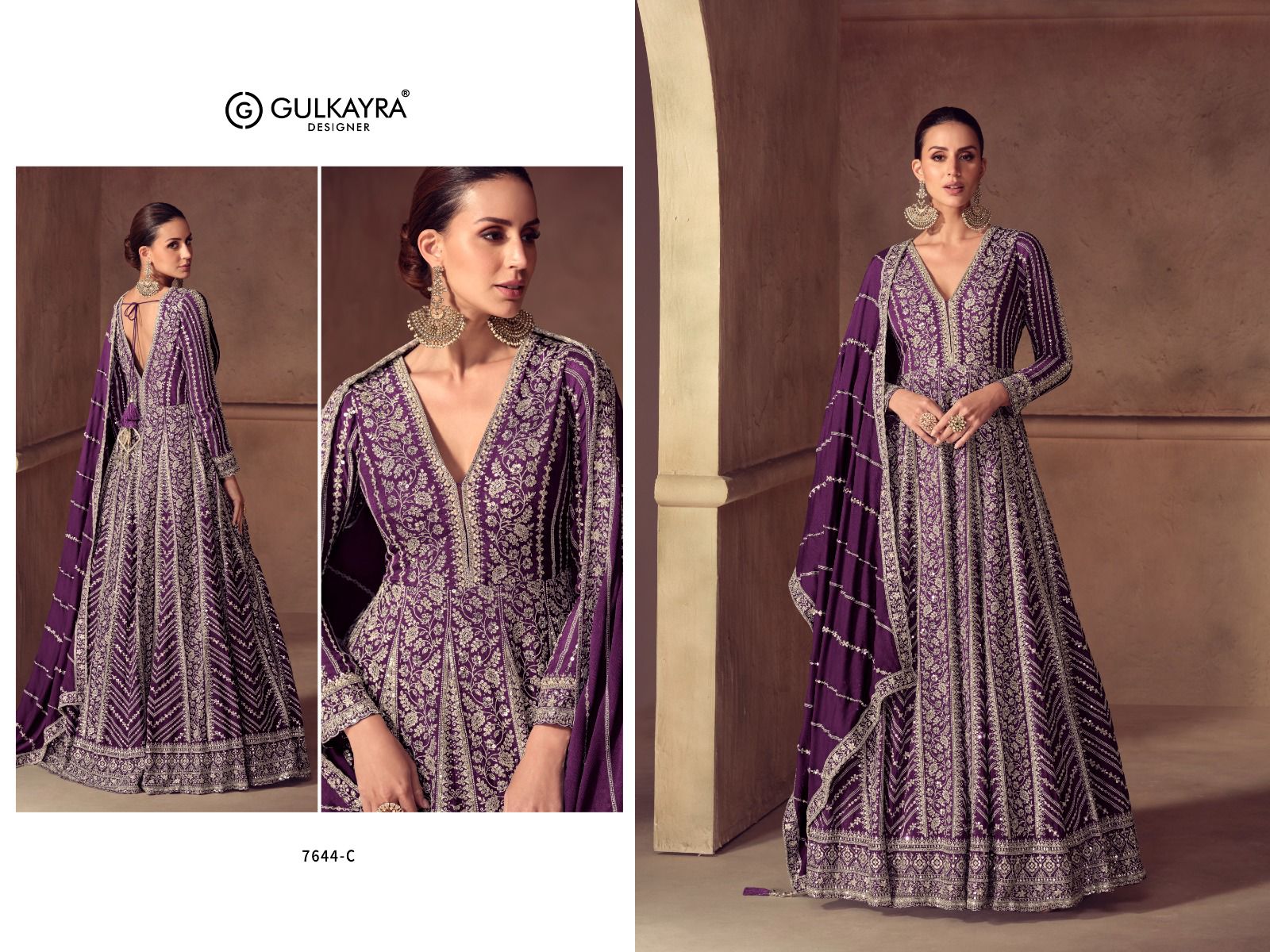 Riay Gulkayra Designer Chinon Gown Dupatta Set Wholesaler Ahmedabad