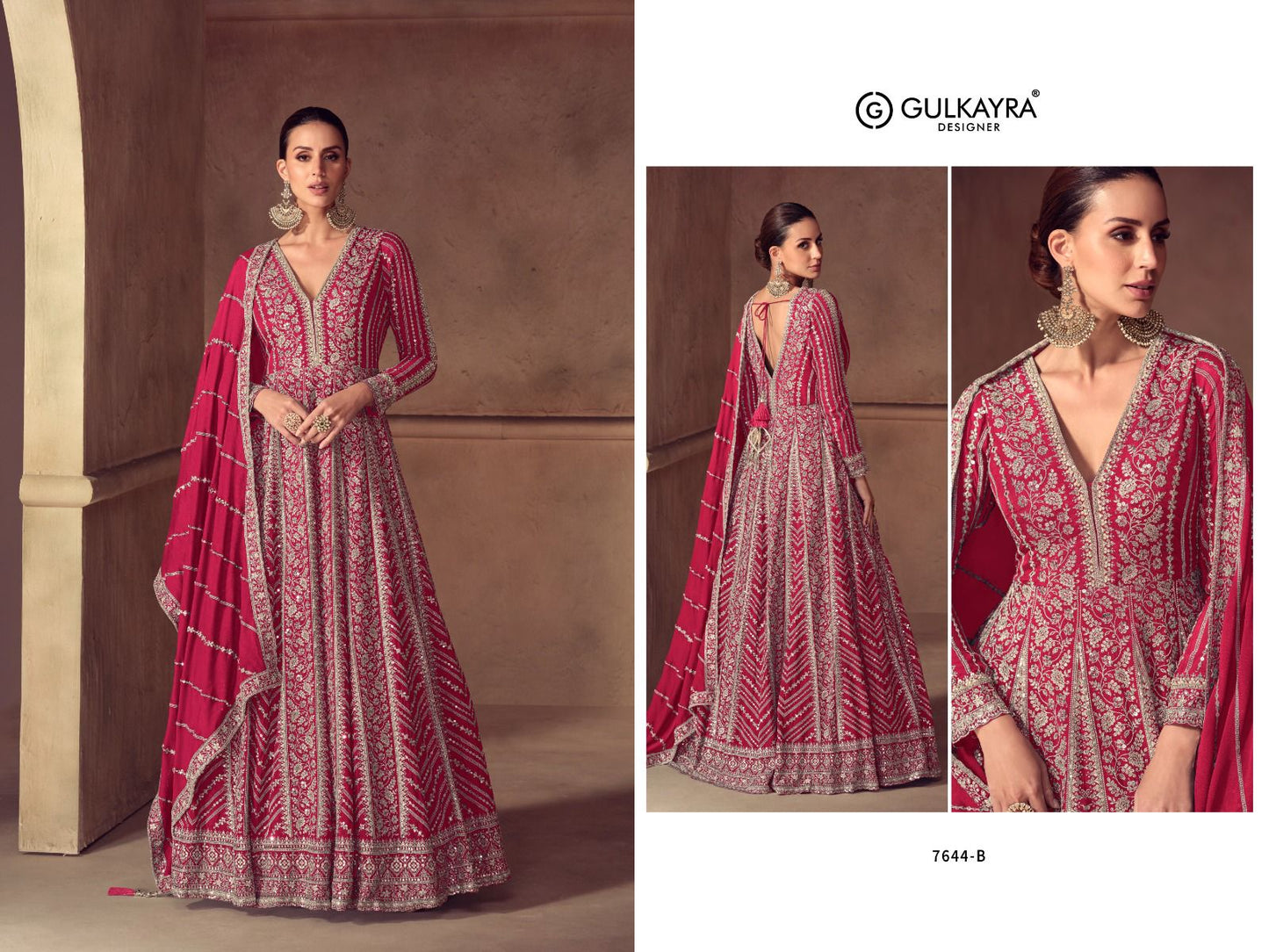 Riay Gulkayra Designer Chinon Gown Dupatta Set Wholesaler Ahmedabad
