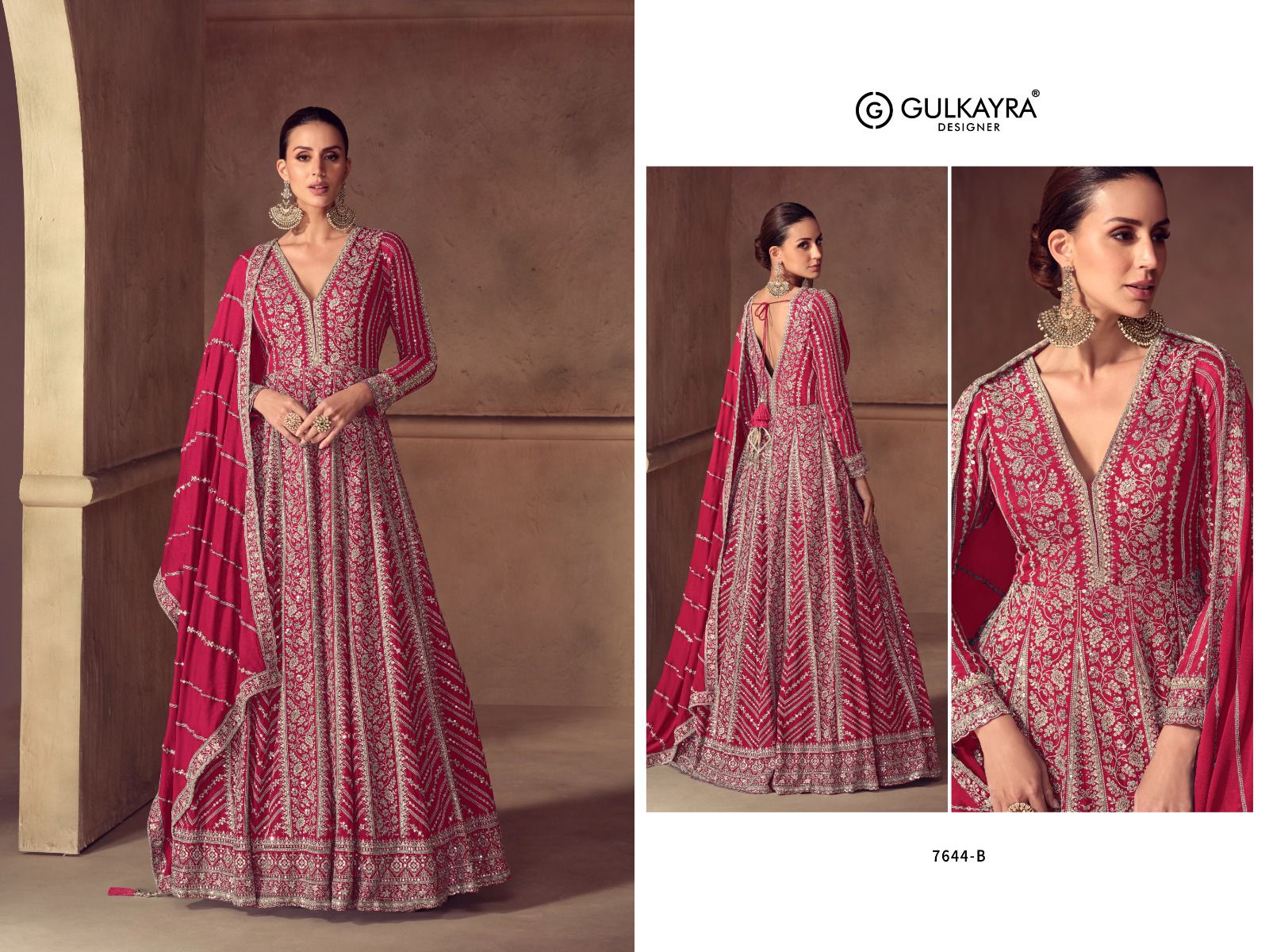 Riay Gulkayra Designer Chinon Gown Dupatta Set Wholesaler Ahmedabad