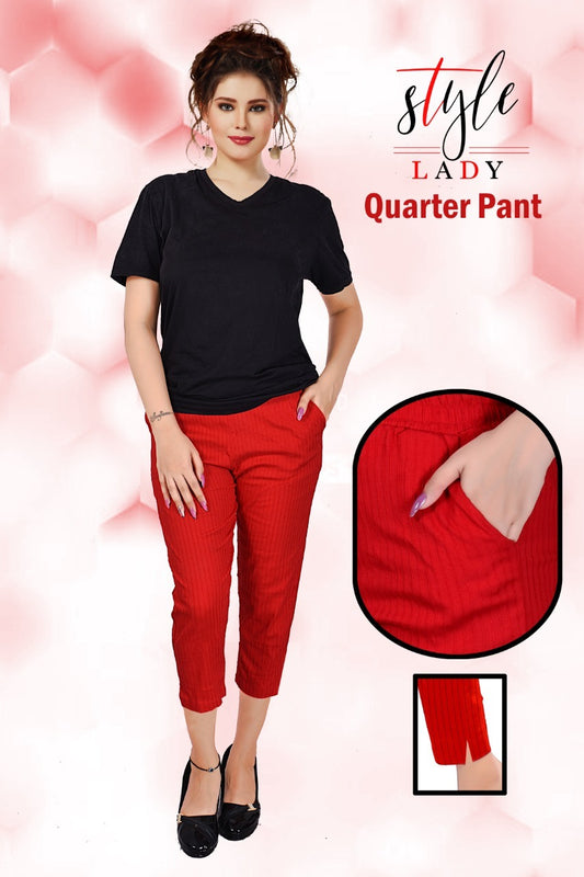 Rib Lining 2407 Ladys Quarter Pant Wholesaler India