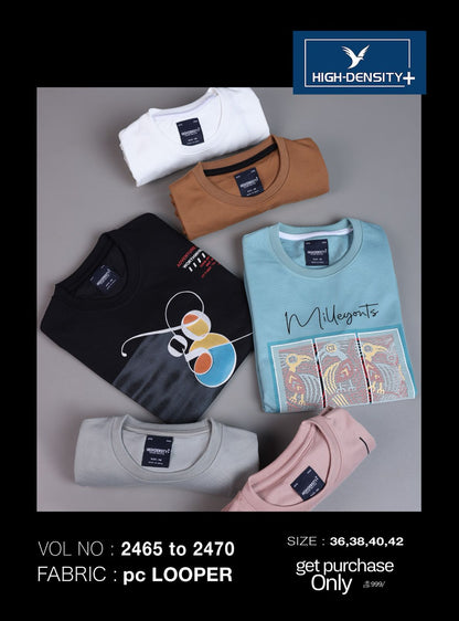 Rib Vol 2465-2470 High Density Cotton Looper Mens Tshirts Manufacturer India