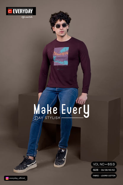 Rib Vol 653 Everyday Cotton Looper Mens Tshirts Supplier India