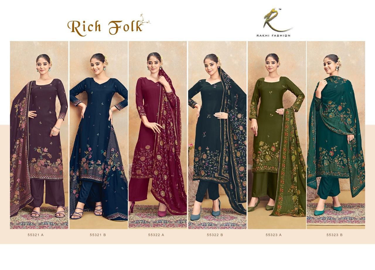 Rich Folk Rakhi Fashion Viscose Modal Plazzo Style Suits Wholesaler Ahmedabad