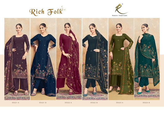 Rich Folk Rakhi Fashion Viscose Modal Plazzo Style Suits Wholesaler Ahmedabad