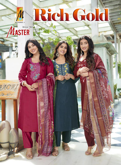 Rich Gold Master Roman Silk Readymade Pant Style Suits Supplier