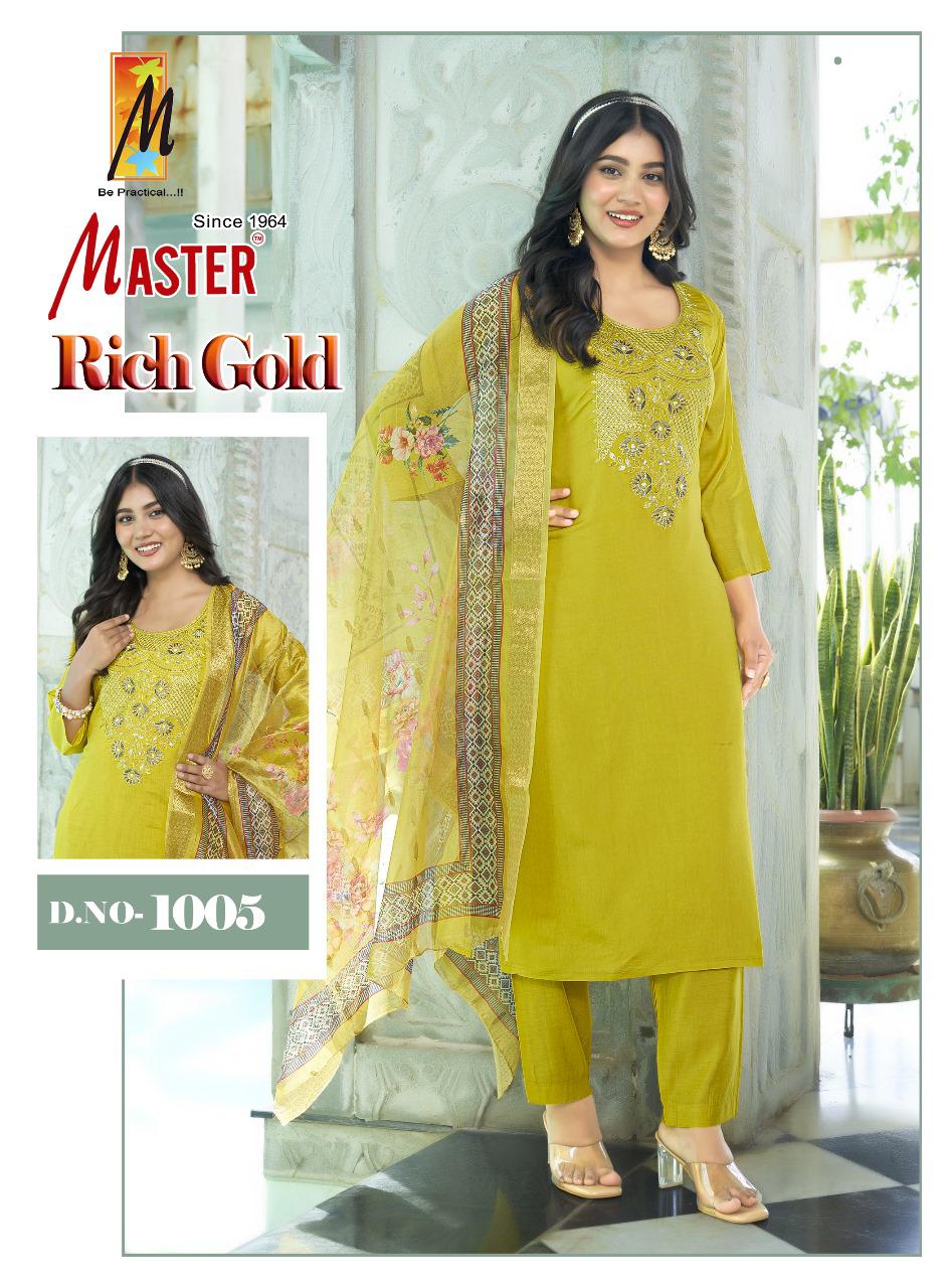 Rich Gold Master Roman Silk Readymade Pant Style Suits Supplier