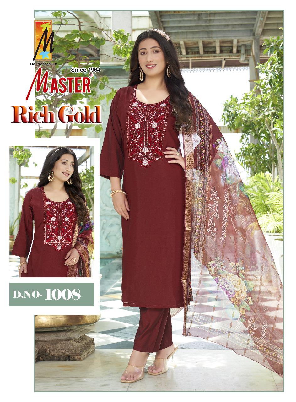 Rich Gold Master Roman Silk Readymade Pant Style Suits Supplier
