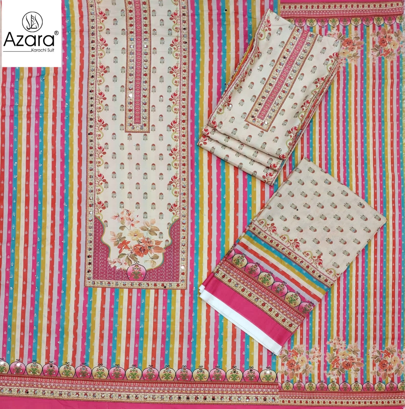 Rich Gold Radhika Fashion Azara Muslin Karachi Salwar Suits Supplier India