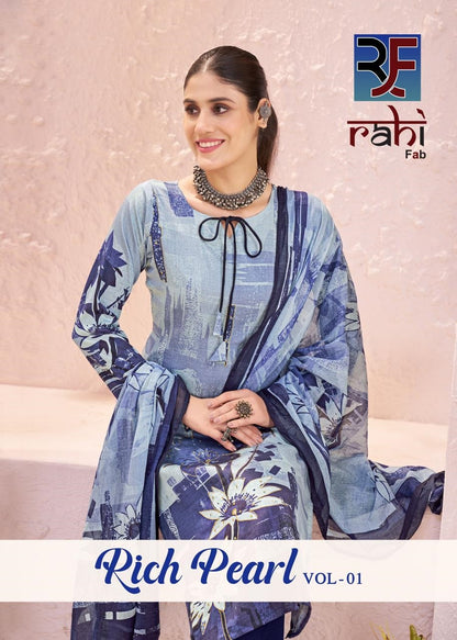 Rich Pearl Vol 1 Rahi Fab Jam Satin Karachi Readymade Suits Wholesaler