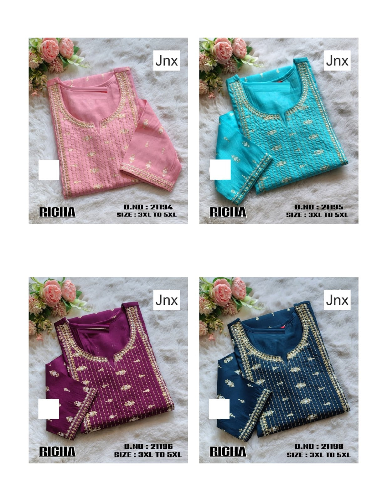 Richa 011225 Jnx Plus Size Kurtis Wholesaler Gujarat