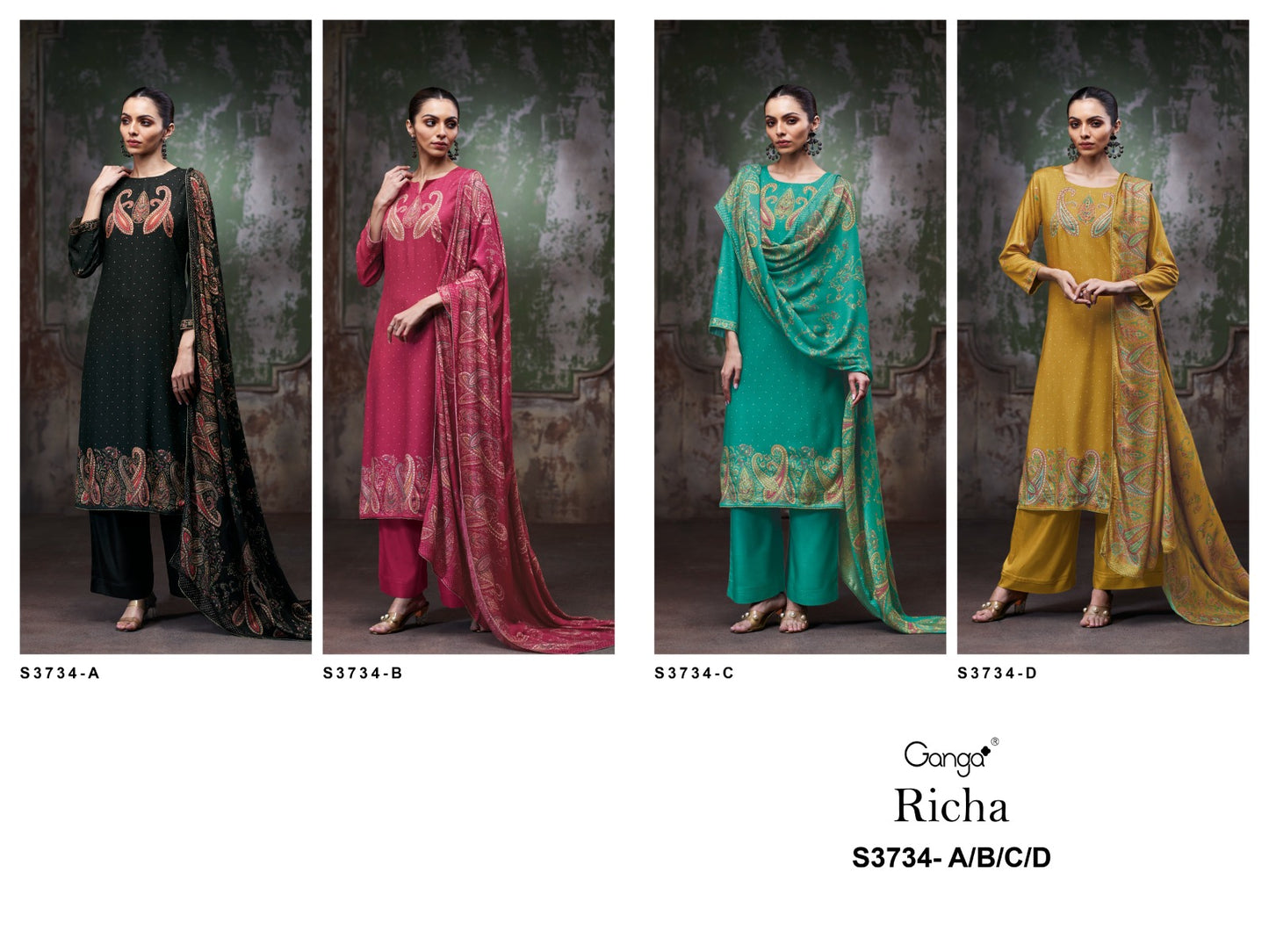 Richa 3734 Ganga Pashmina Suits Wholesaler Gujarat