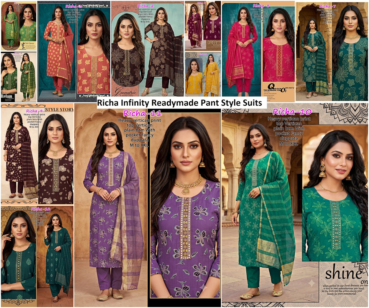 Richa Infinity Vertican Readymade Pant Style Suits Manufacturer India