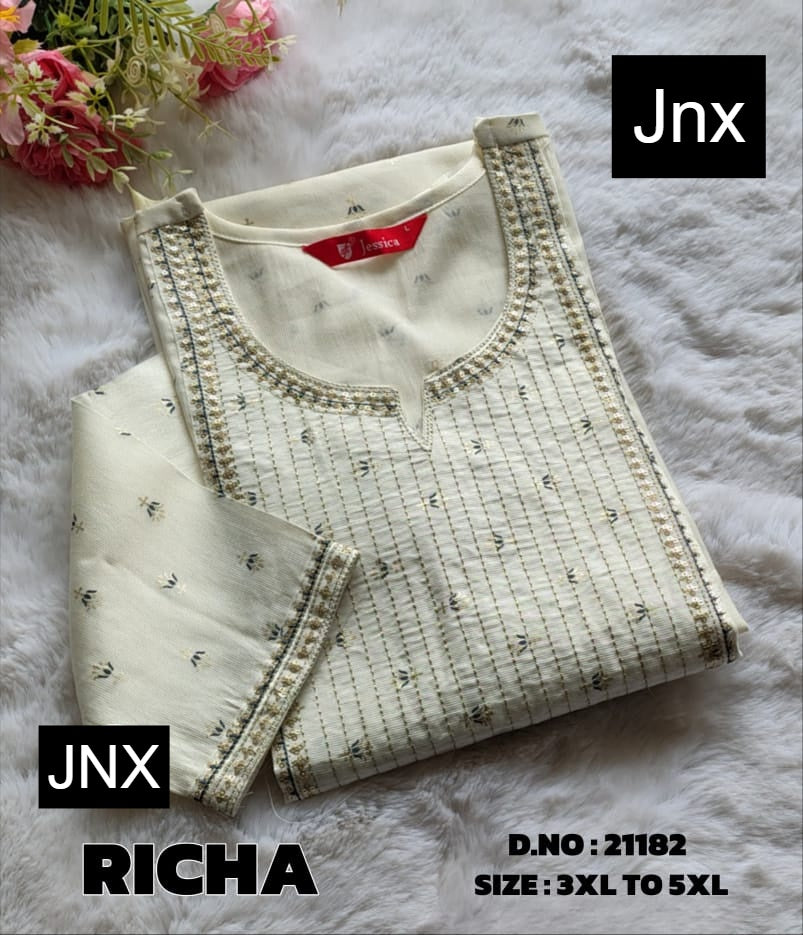 Richa Jnx Gadwal Plus Size Kurtis Wholesaler Gujarat