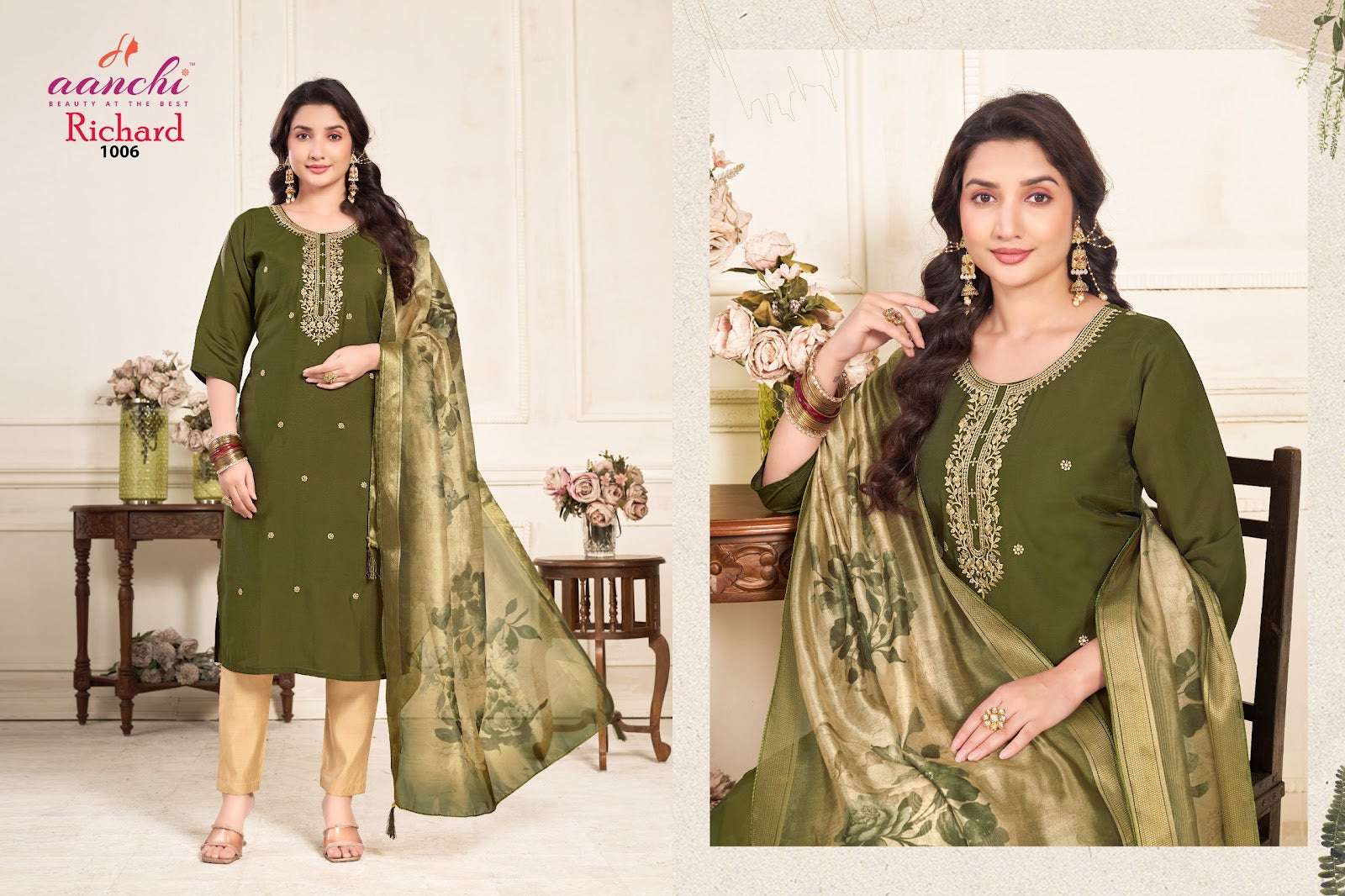 Richard Aanchi Roman Silk Readymade Pant Style Suits Supplier Gujarat