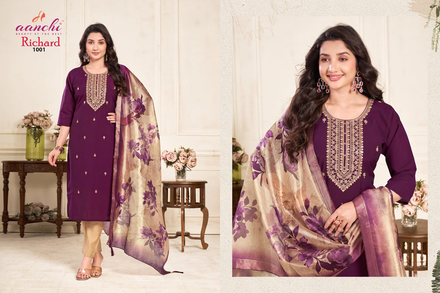 Richard Aanchi Roman Silk Readymade Pant Style Suits Supplier Gujarat