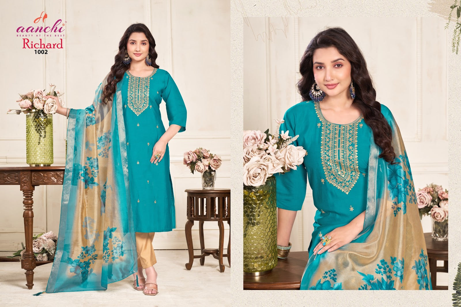 Richard Aanchi Roman Silk Readymade Pant Style Suits Supplier Gujarat