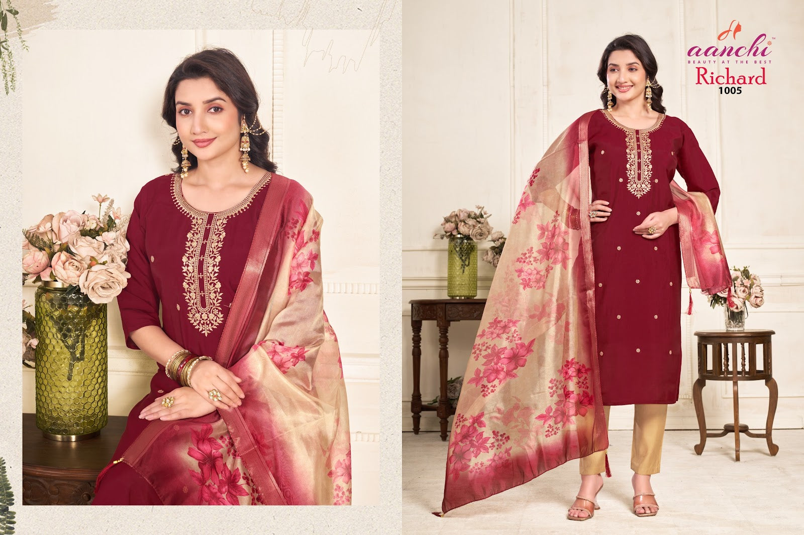 Richard Aanchi Roman Silk Readymade Pant Style Suits Supplier Gujarat
