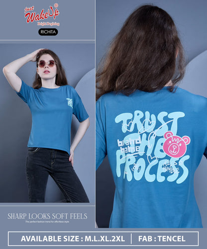 Richita Wakeup Lycra Tencil Women Tshirt Wholesale Rate